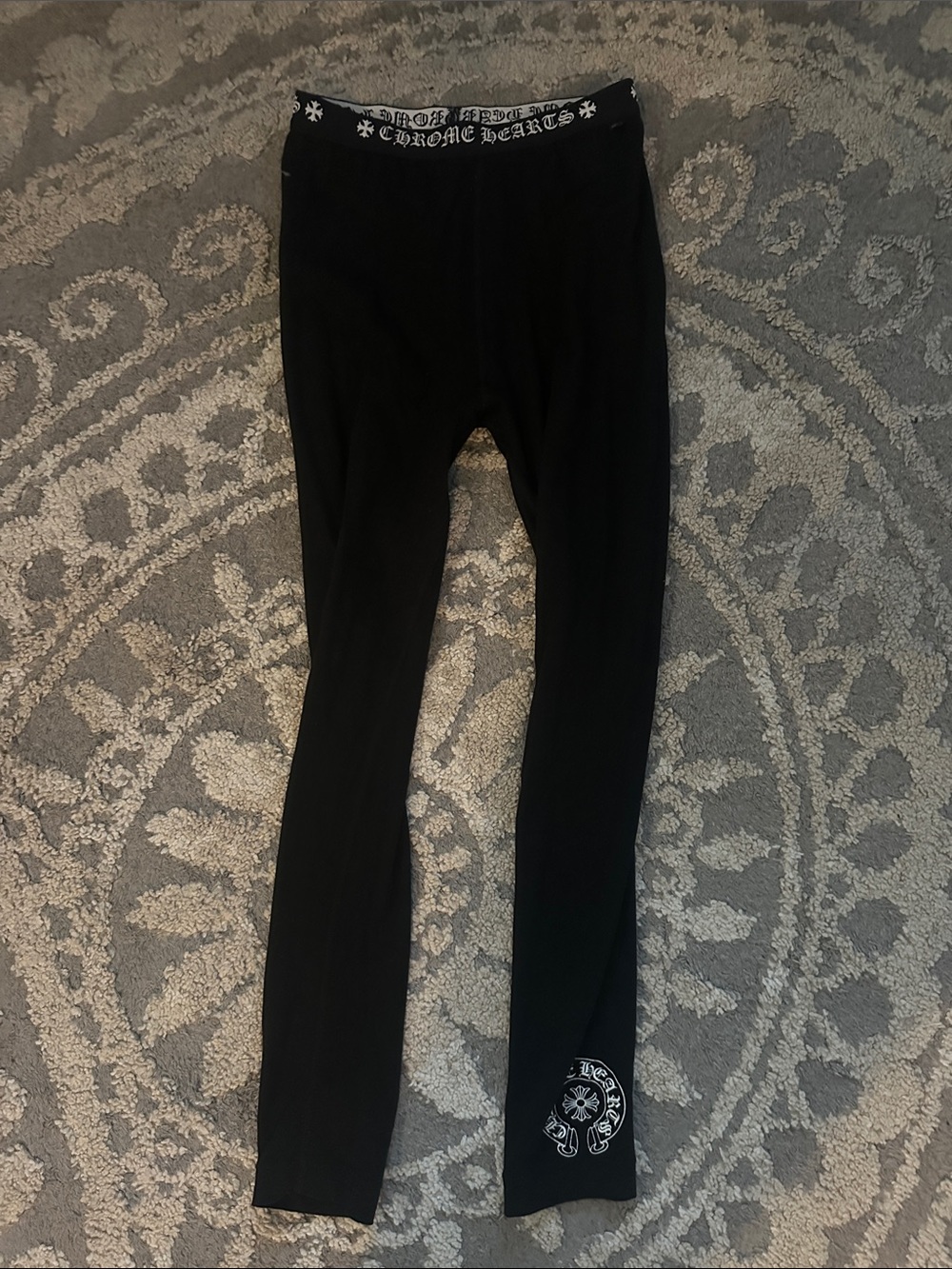 Chrome Hearts Black Logo Waistband Kids Leggings